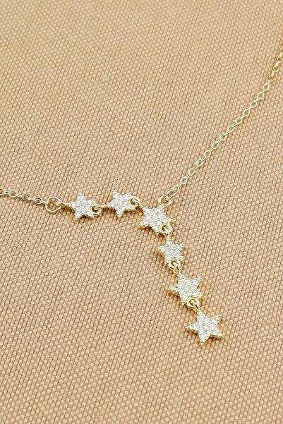 Keyifli Hayaller Çelik Kolye 316L Sallantılı Zirkon Taşlı Yıldızlı zincir Kar...