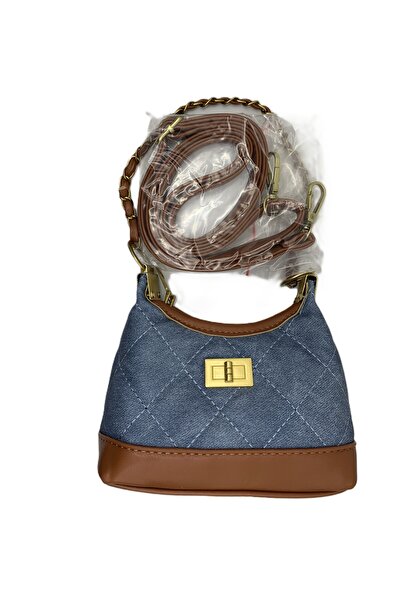 Other Small padded shoulder bag with two interchangeable straps – denim, whit...