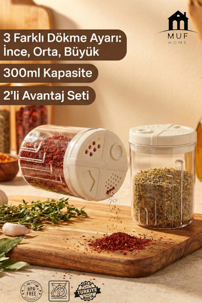 MUF HOME Patik Spice Rack Set of 2, 3-Tier Spice Rack, Smart Adjustable Lid S...