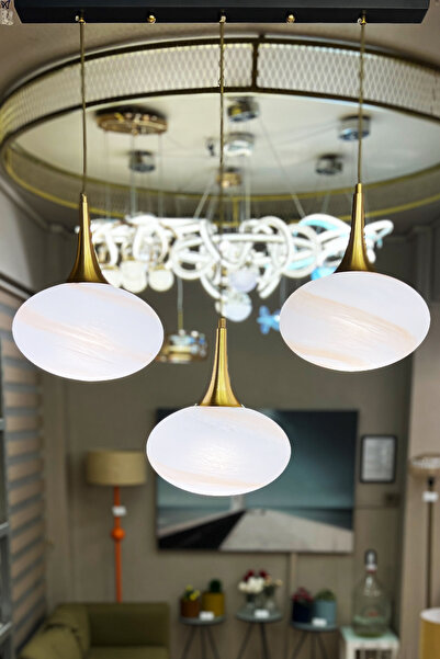 MINIMAL ETICARET VE BILGI TEKNOLOJILERI Saturn Golden TRİO Linear Cam Avize