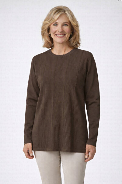 Nacar Kadın Triko Mevsimlik Soğuk İplik Bisiklet Yaka Genç Anne Kazak