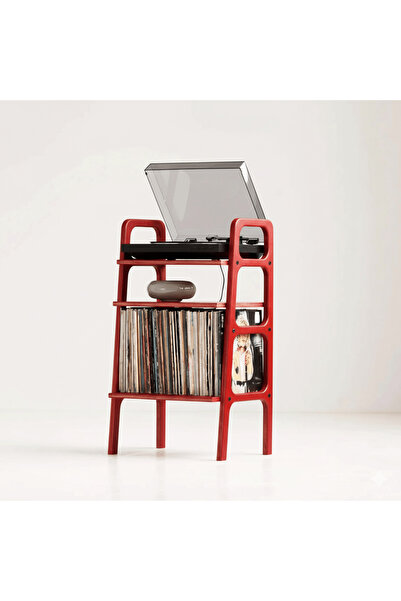 Woodesk Aria, Ahşap Kitaplık Ve Pikap Standı, 90x50, Kırmızı Renk