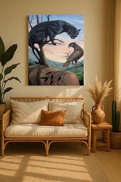 özkacar TABLOU PE PÂTRUȘTĂ CU ANIMALE CU FAȚE ASCUNSE, DECOR PENTRU CASĂ, PER...