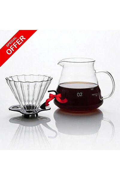 Primo Plus Shoxil V60 Pour Over Coffee Maker Set with Glass Dripper Size 02 &...