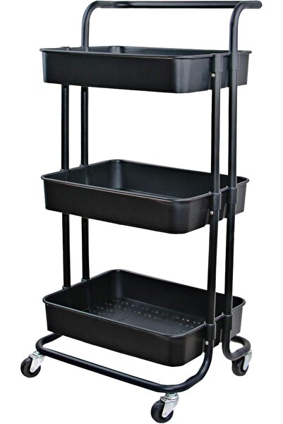 BLOOMING TIME عربة تخزين متعددة الاستخدامات بثلاثة أرفف متحركة، مزودة بمقبض و...