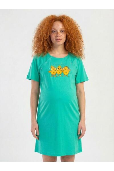 cotonhause Cămașă de noapte verde pentru femei, cu mânecă scurtă, pentru alăp...