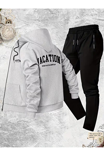 bellanova Men's Hooded Zippered Tracksuit Set – Set of 2, Digital Print, with...