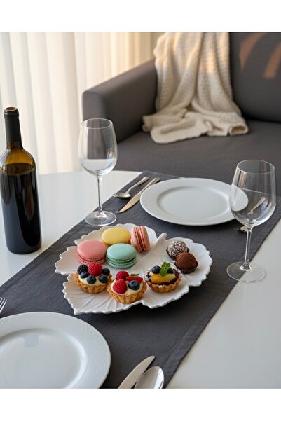 Silver 2-Piece Leaf Design Presentation Plate Snack Plate White Decorative Se...