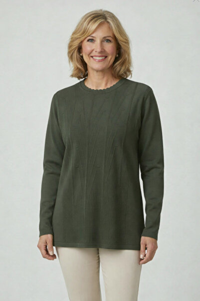 Nacar Kadın Triko Mevsimlik Soğuk İplik Bisiklet Yaka Genç Anne Kazak