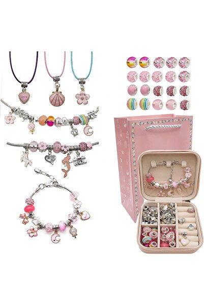 Generic مجموعة صنع الأساور للبنات (لون وردي)