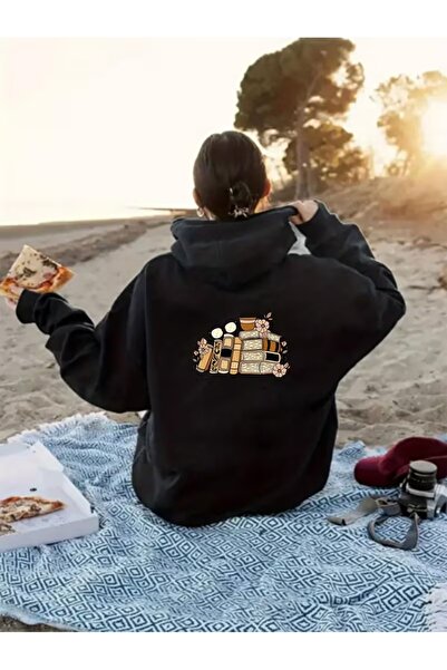 BOHEMGİYİM Unisex Printed Oversize Hooded Sweatshirt