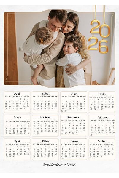Tasarımistan 2026 Aile Takvimi Kişiye Özel Fotoğtaflı Takvim 14x21 cm Mıknatı...