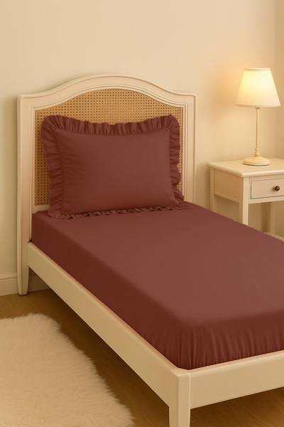 MundoLindo Fitted Sheet Set Single Fitted Sheet and Ruffled Pillow Case