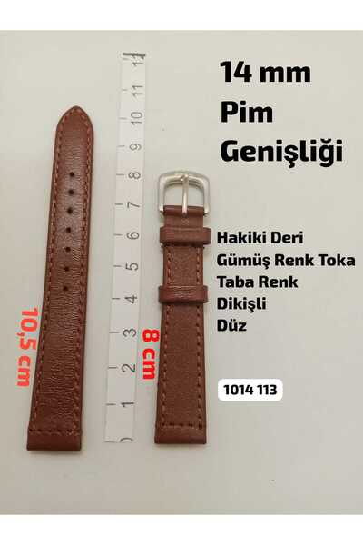 Brality 14 mm Compatible Watch Band (Genuine Leather) Tan Color Plain Stitche...