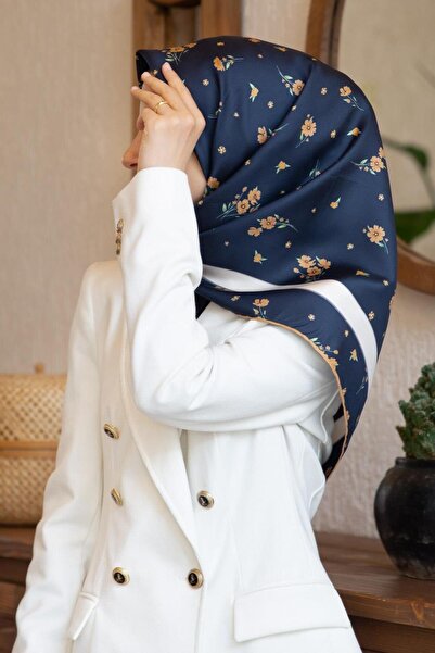 Vissona Μεταξωτό μαντήλι Tivil 60332 - 0033 - 0011 Μπλε ναυτικό με χρυσό σχέδ...