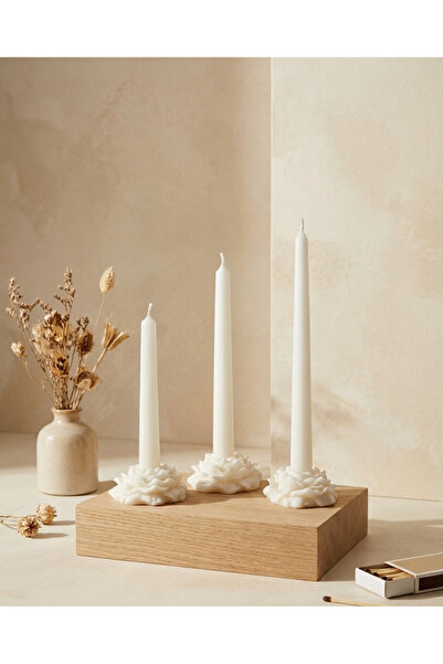 exemum KOKULU ŞAMDAN MUM 3 BOY (KADEMELİ) ŞAKAYIK MUM TABANLI ŞAMDAN MUM