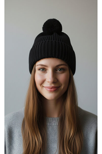 Loopa Kadın Ponponlu Şardonlu Kışlık Bere