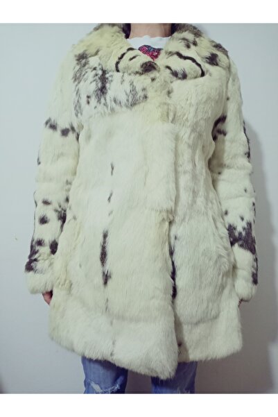 hoaryage Palton din piele de nurcă. Palton lung din nurcă naturală cu blană l...