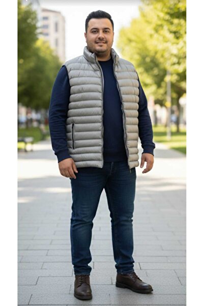 güncüoğlu Battal Size Light Color Zippered Men's Fiber Inflatable Vest