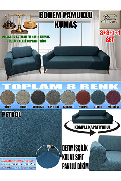 Home LUX BOHEM PAMUKLU KUMAŞ KOLTUK KILIFI SETİ - 3+3+1+1 SET 7 KG GELMEKTEDİ...