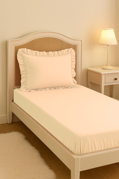 MundoLindo Fitted Sheet Set Single Fitted Sheet and Ruffled Pillow Case