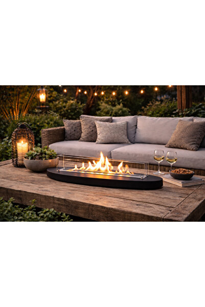 Trihome Ultra Mega Boy Ceviz Lux Şömine Masaüstü Dekoratif Şömine Bioethanol ...