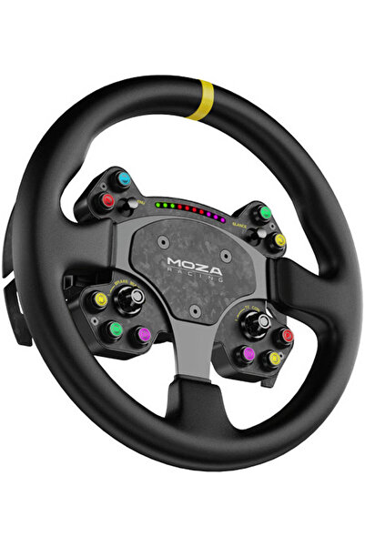 MOZA RS V2 Steering Wheel – 13" Leather GT Rim, Forged Carbon & Aluminum Build, Dual Magnetic Clut