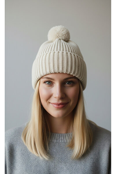 Loopa Kadın Ponponlu Şardonlu Kışlık Bere