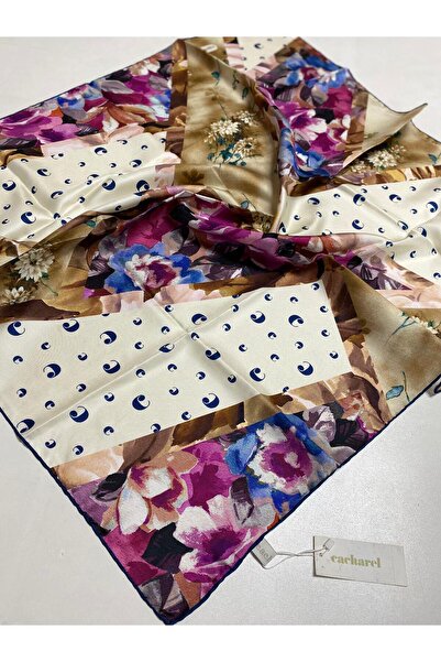 Cacharel Tivil шал от чиста коприна 7887313 - 921 Крем с разнообразни мотиви