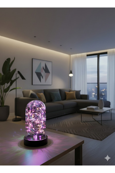 ORİJİNALDÜKKAN Led Işıklı Ters Fanus 3 Metre Peri Tel ile Birlikte Rgb Renkli Teraryum Dekoratif Organizasyon