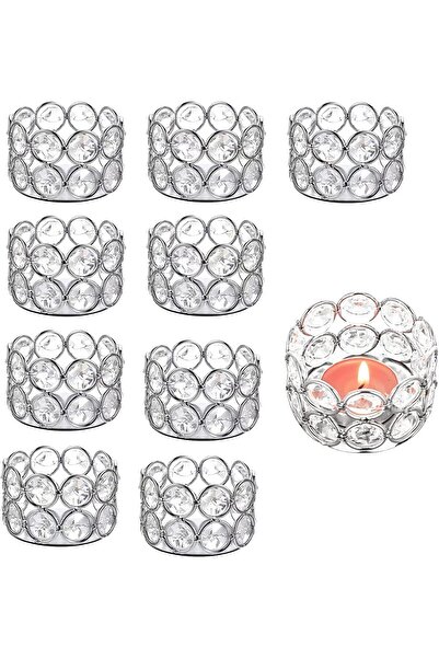Generic 8 pack Silver Crystal Tea Light Candle Holders for Wedding Home Table...