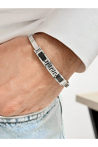FERRO Silver and Black Steel Men's Bracelet Frj10095A-J 2 Year Warranty Gift ...