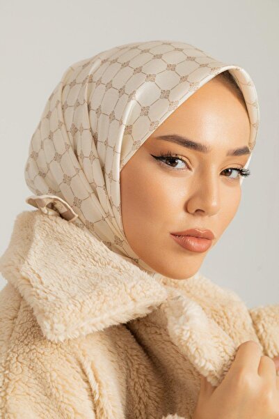 Silk Home Tivil Pure Silk Scarf 11393 - 26 Cream Monogram Pattern