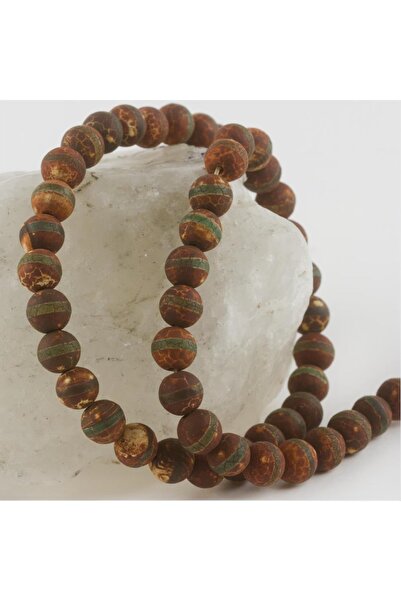 ZERO LAND NRZSNT حجر العقيق التبتي غير اللامع (155427) 8 ملم-أخضر-1