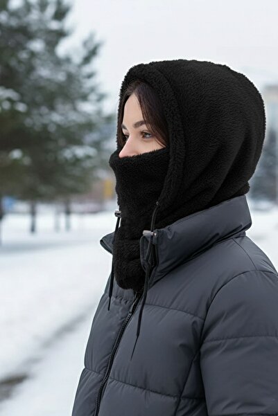 Leiste Wig Kapşonlu Peluş Peluş Kadın Bere Atkı Kadın t Polar Boyunluk Şalı Rüzgar Geçirmez Şapka