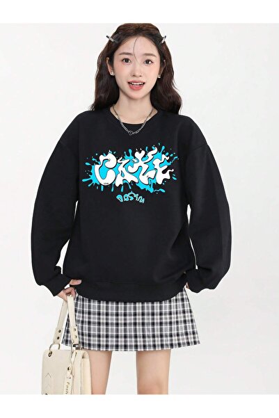 donamod Hanorac cu grafică literă, pe umeri lăsați, din seria Coke