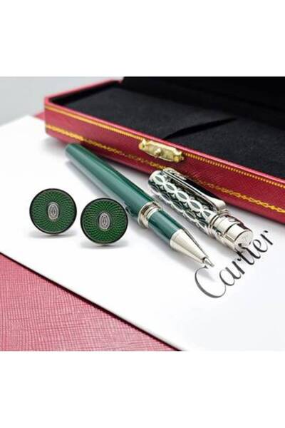 Cartier قلم كارتير لويس بنقوش هندسية مفرغة مع كبك كارتير دائري