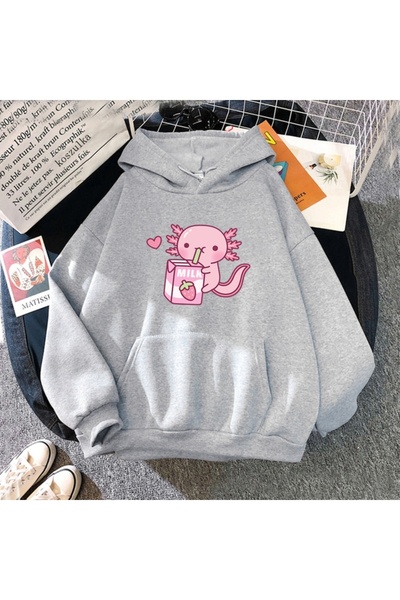 donamod Grey Axolotl cu imprimeu supradimensionat Hanorac unisex tricou bsgax...