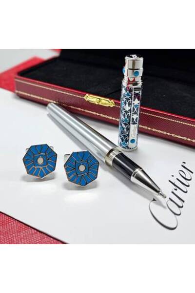 Cartier قلم كارتير سانتوس دومو مع كبك كارتير كلاسيك