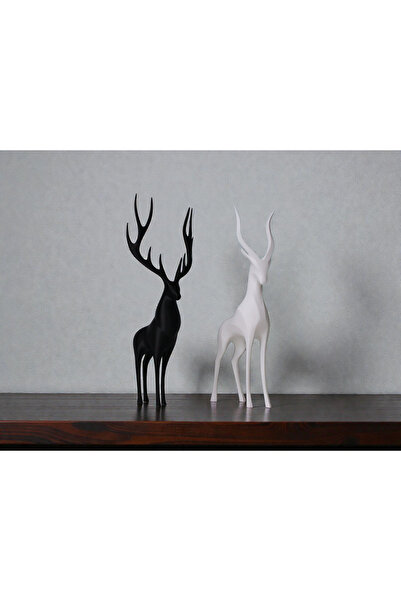 HaBu Lab Habulab Modern Dekoratif Geyik Biblo – Siyah & Beyaz – 3D Baskı Tasarım