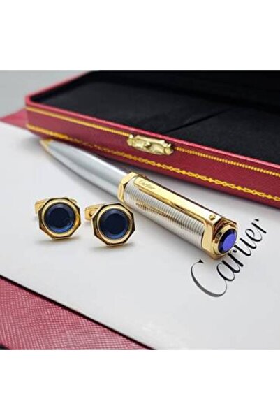 Cartier طقم كارتير رودستر بالكبوشون والكبك الأزرق السداسي