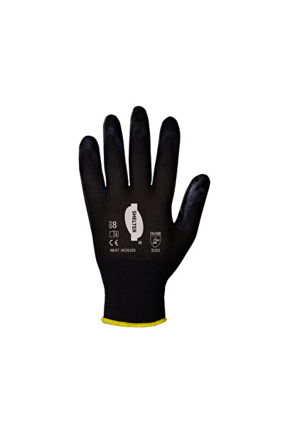 Shelter Neat HG51225 Polyester Liner with Smooth Nitrile Coated Gloves - Black