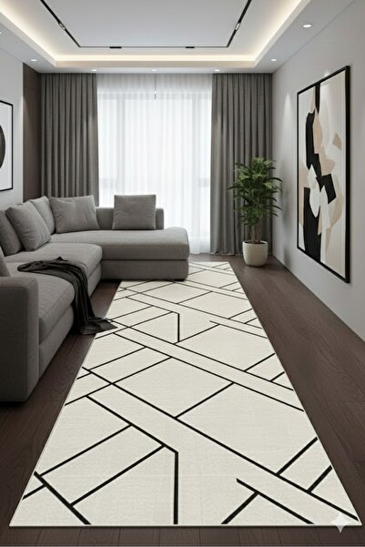 elyar Modern desenli yıkanabilir dijital baskılı süngerli yolluk halı