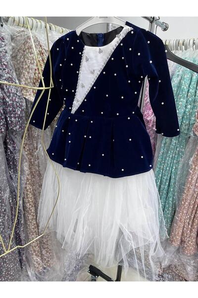 AMAZ "Princess" velvet dress (navy and white)