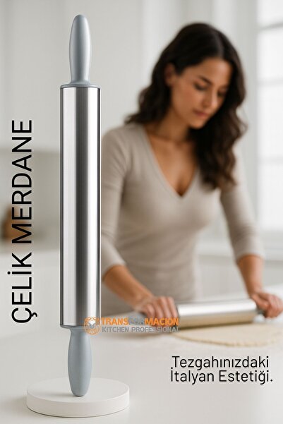 Transformacion Çelik Merdane - Profesyonel Hamur Açma Merdanesi - 304 Paslanm...
