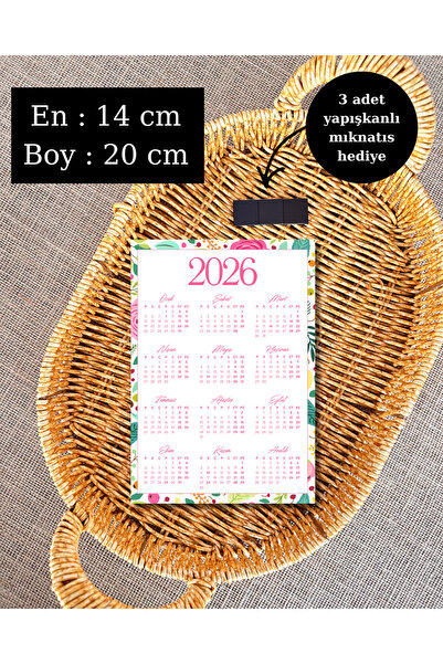 Renkia Studio 14x20 cm 2026 Yıllık Takvim - Çok Amaçlı Kullanım - Magnet/Post...