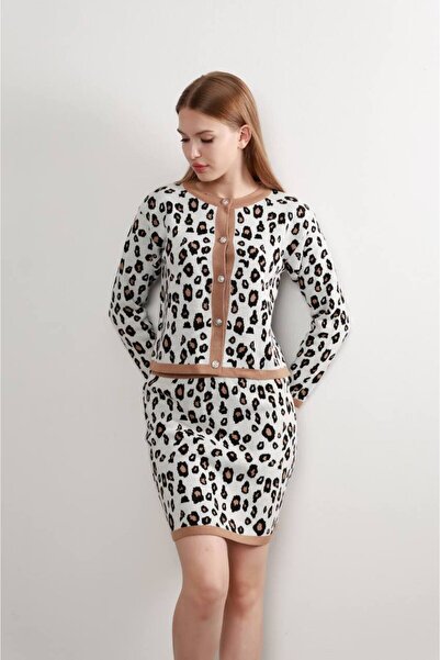Mintaş Leopard Print Jacket and Skirt Set
