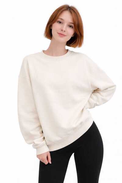 Oversize Basic Sweatshirt 3 İp Şardonsuz