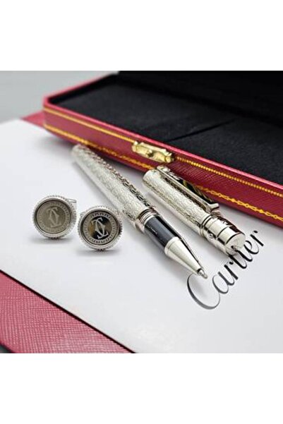 Cartier قلم كارتير سانتوس بنقوش مفرغة مع كبك كارتير دائري كلاسيك