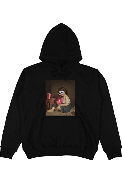 donamod Φούτερ με κουκούλα Futurism Black oversized Unisex με κουκούλα